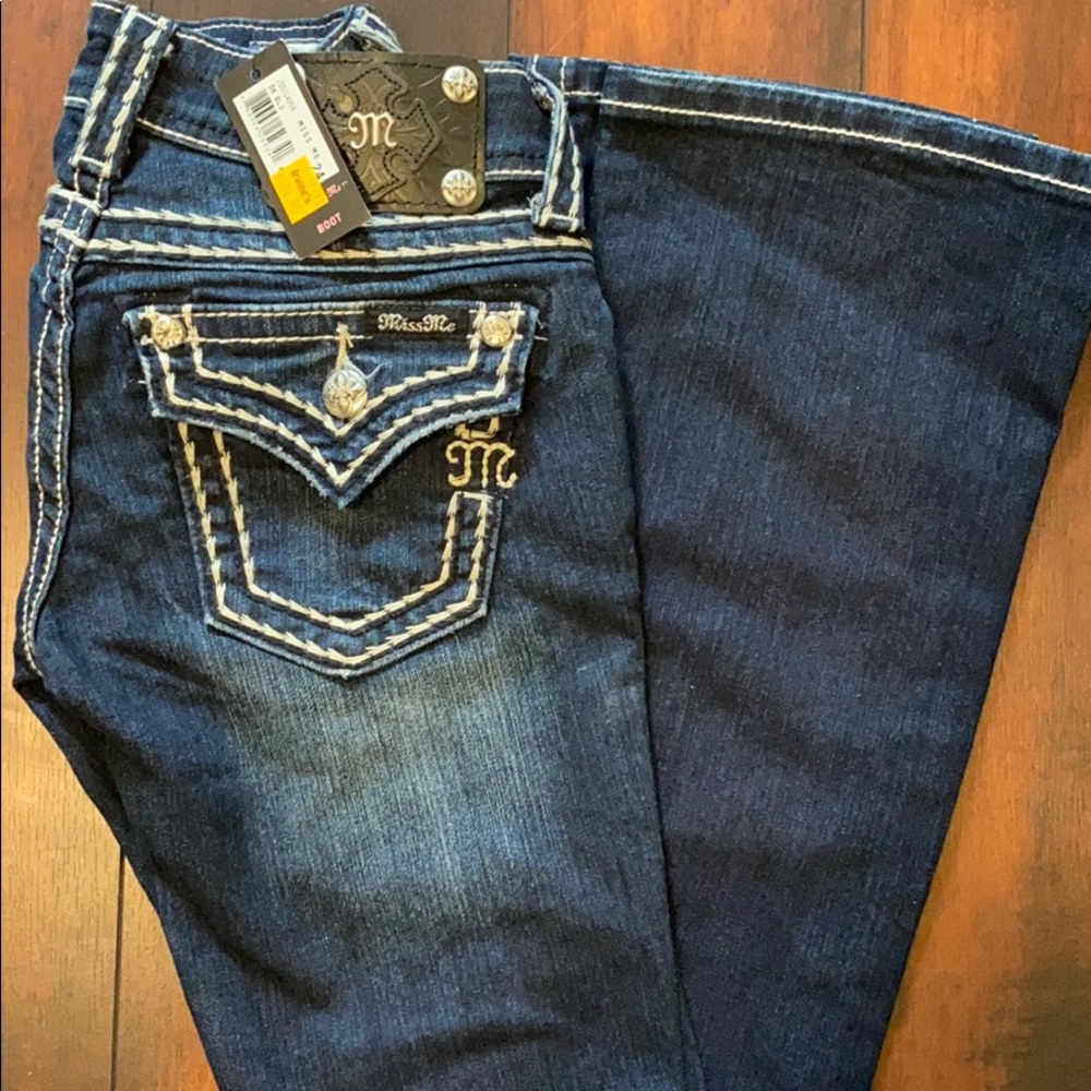 NWT miss me dark blue boot cut jeans 24 x 34